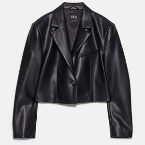 Zara faux leather cropped blazer